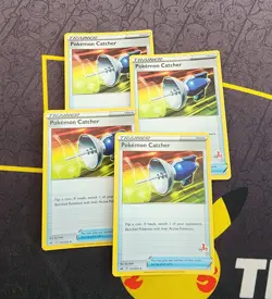 4x Pokemon TCG Pokemon Catcher 175/202 Battle Academy Cinderace Stamp NM Playset - Image 1