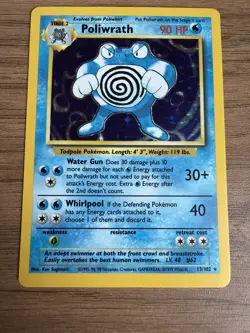 Poliwrath 13/102 Holo Rare Unlimited Base Set Pokemon Card WOTC - Image 1