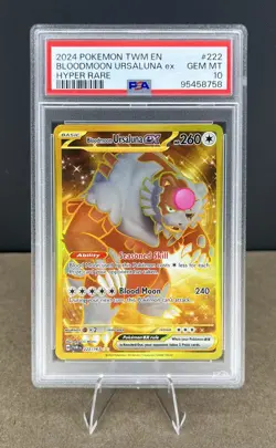 Pokemon 2024 Bloodmoon Ursaluna EX Gold Twilight Masquerade 222/167 PSA 10 - Image 1