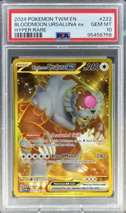 Pokemon 2024 Bloodmoon Ursaluna EX Gold Twilight Masquerade 222/167 PSA 10 - Image 3