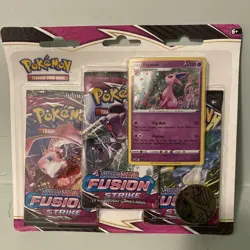 POKEMON TCG SWORD & SHIELD FUSION STRIKE 3 PACK BLISTER W/ ESPEON FACTORY SEALED - Image 1