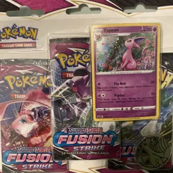 POKEMON TCG SWORD & SHIELD FUSION STRIKE 3 PACK BLISTER W/ ESPEON FACTORY SEALED - Image 3