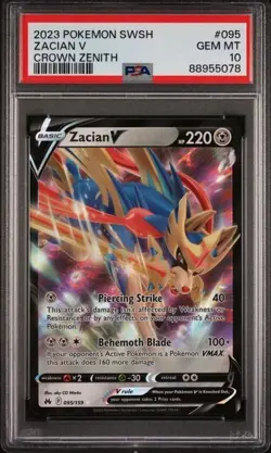2023 Pokemon Crown Zenith Zacian V Extended Art PSA 10 GEM #095 HOLO RARE - Image 1