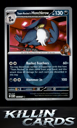 Team Rocket's Honchkrow (Energy Symbol Pattern) 127/217 Pokemon Rare ME: Ascende - Image 1