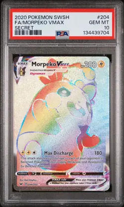 2020 Pokemon Sword & Shield Morpeko VMAX Full Art Gem Mint Fa Secret PSA 10 #204 - Image 1