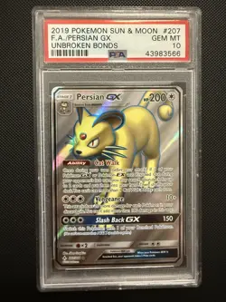 PSA 10 PERSIAN GX 207 UNBROKEN BONDS FULL ART POKEMON MJ - Image 1