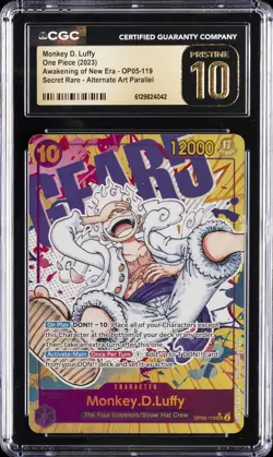 2023 ONE PIECE #OP05-119 MONKEY D. LUFFY CGC 10 PRISTINE - Image 1
