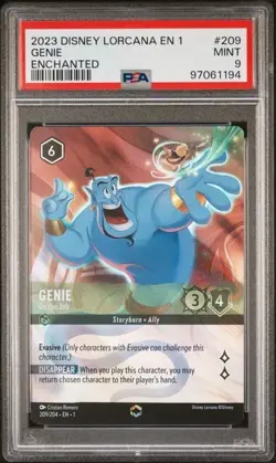 Disney Lorcana First Chapter 209 Genie - On The Job Enchanted PSA MINT 9 - Image 1