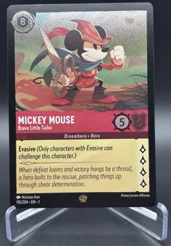 Disney Lorcana Mickey Mouse Brave Little Tailor 115/204 First Chapter Cold Foil - Image 1