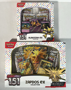 Pokemon TCG: 151 Zapdos EX & Alakazam EX Collection Box LOT - 8 Booster Packs - Image 1