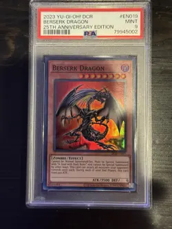 PSA 9 Berserk Dragon DCR-EN019 Super Rare 25th Anniversary Yugioh Holo Mint - Image 1