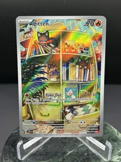 Pokemon TCG Litten Full Art Holo Card 167/162 Temporal Forces Illustration Rare - Image 1