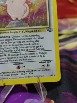 Pokemon TCG Clefable Holo Unlimited Rare Card Jungle Base Set 1/64 - Image 5