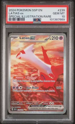 2024 POKEMON SSP EN-SURGING SPARKS SPECIAL ILLUSTRATION RARE LATIAS EX PSA 10 - Image 1