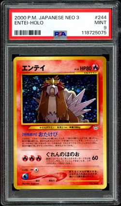 2000 Pokemon Japanese Neo 3 #244 Entei Holo PSA Mint 9 - Image 1