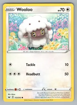 WOOLOO 153/202 C SWORD & SHIELD POKEMON, NM SSH 2020 - Image 1