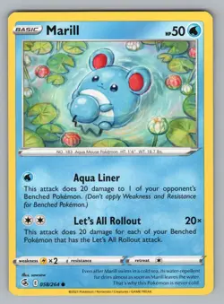 MARILL 058/264 C FUSION STRIKE POKEMON NM_ FST 2021 - Image 1