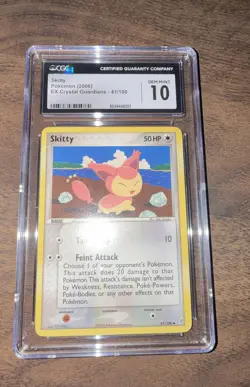 Pokemon TCG CGC 10 Gem Mint Skitty 41/100 Crystal Guardians Regular - Image 1
