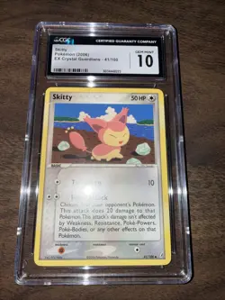 Pokemon TCG CGC 10 Gem Mint Skitty 41/100 Crystal Guardians Regular - Image 3