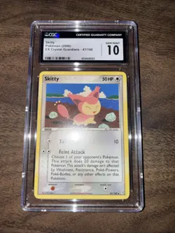 Pokemon TCG CGC 10 Gem Mint Skitty 41/100 Crystal Guardians Regular - Image 5