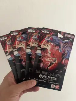 Lot of 4 - One Piece TCG - [OP-16] Sleeved Blister Packs ENGLISH Time Of Battle - Image 1