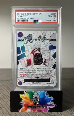 One Piece TCG OP11-080 Gear Two Alt Art PSA 10 English A Fist Of Divine Speed - Image 1