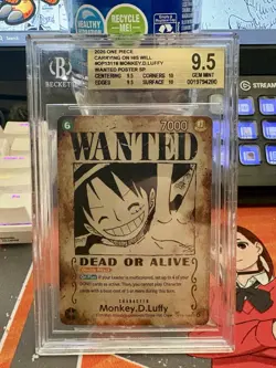 One Piece Card Game Monkey D. Luffy OP13-118 Wanted Poster SP Foil BGS 9.5 - Image 1