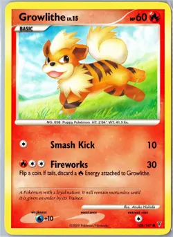 Pokemon Card - Growlithe Supreme Victors 108/147 2009 Common Lightly Played - Image 1