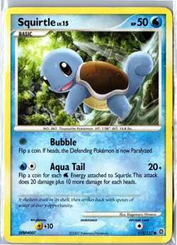 Pokemon Card - Squirtle Secret Wonders 112/132 2007 Common Heavily Played - Image 1