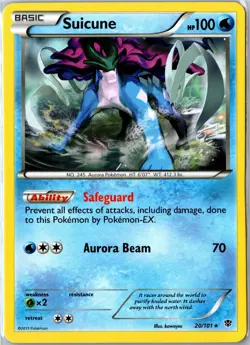 Pokemon Card - Suicune Plasma Blast 20/101 2013 Rare Lightly Played - Image 1