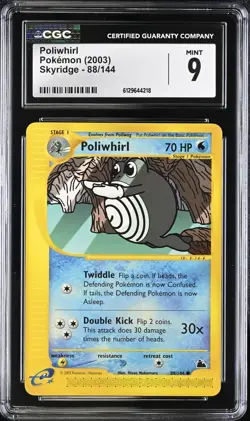 CGC 9 MINT Poliwhirl 88/144 Skyridge Vintage WOTC 2003 Pokemon Card - Image 1