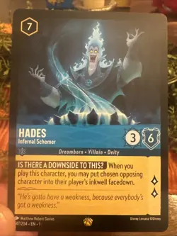 Disney Lorcana TCG Hades Infernal Schemer 147/204 Non-Foil Legendary Card - Image 1