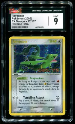 CGC 9 Rayquaza Reverse Holo Rare EX Deoxys 2005 Pokemon Card #22 - Image 1