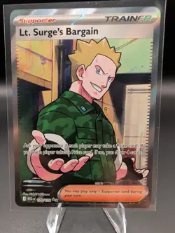 Pokemon TCG Lt. Surge's Bargain 170/132 Full Art Trainer Card Mega Evolution - Image 1