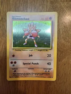 Pokemon TCG Hitmonchan Base Set Holo Unlimited Rare Card 7/102 1999 WoTC - Image 1