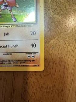 Pokemon TCG Hitmonchan Base Set Holo Unlimited Rare Card 7/102 1999 WoTC - Image 4