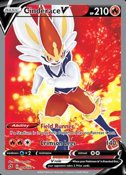 NM-Mint Cinderace V - 178/192 - Full Art Ultra Rare Pokemon Rebel Clash - Image 1