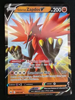 Pokemon TCG | Galarian Zapdos V SWSH06: Chilling Reign 080/198 | Ultra Rare - Image 1
