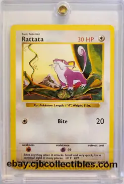 Pokemon RATTATA 61/102 Base Set (Shadowless) - Played 🍒 - Image 1