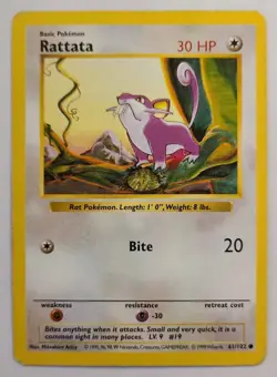 Pokemon RATTATA 61/102 Base Set (Shadowless) - Played 🍒 - Image 2