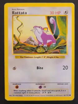 Pokemon RATTATA 61/102 Base Set (Shadowless) - Played 🍒 - Image 4
