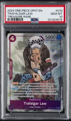 2024 ONE PIECE OP07-500 YEARS IN THE FUTURE TREASURE RARE TRAFALGAR LAW PSA 10 - Image 1