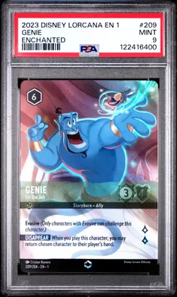 2023 Disney Lorcana PSA 9 Genie On the Job ERROR DOUBLE SWORD Enchanted EN 1 TFC - Image 1
