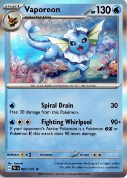 Vaporeon 022/131 SV: Prismatic Evolutions Pokemon Card TCG - Image 1