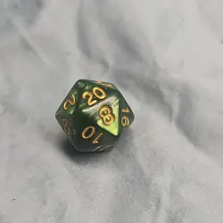 Green Marbled D20 Plastic Dice with Gold Numbers for Collectible Card Games - Image 2