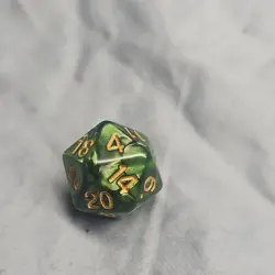 Green Marbled D20 Plastic Dice with Gold Numbers for Collectible Card Games - Image 3