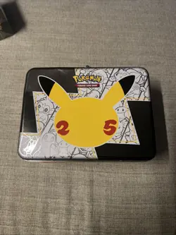 Pokemon Trading Card 25th Anniversary Tin Lunch Box Pikachu 2021 Empty - Image 1
