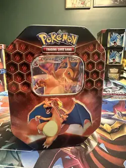 EMPTY Pokemon Hidden Fates Tin WITH promo Charizard GX #SM211 Card NO PACKS - Image 1