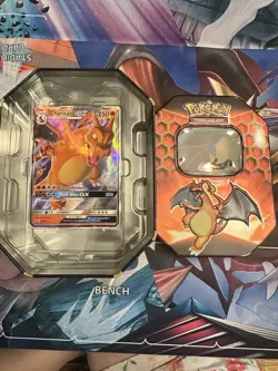 EMPTY Pokemon Hidden Fates Tin WITH promo Charizard GX #SM211 Card NO PACKS - Image 3