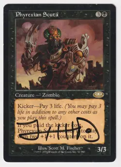 Signed Phyrexian Scuta HP Planeshift Artist Scott M. Fischer 2001 WOTC MTG Magic - Image 1